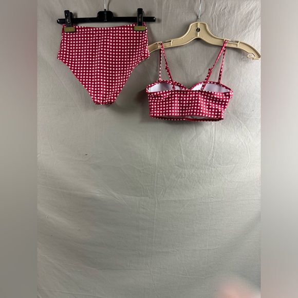 Gingham Twist Push Up Bra & High Waisted Bottom Bikini Red/Wht - Picture 6 of 6